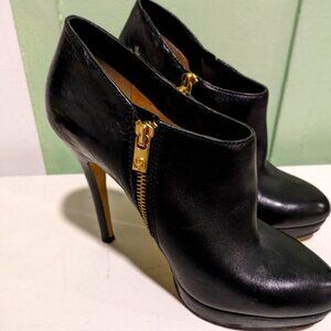 Michael Kors Ankle Boots Womens 8 Black Leather Snake Skin Platform Heels